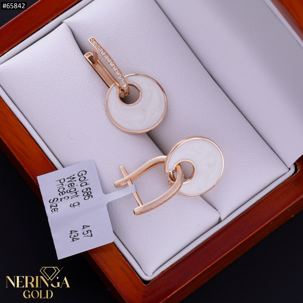 Rose gold english lock earrings #65842