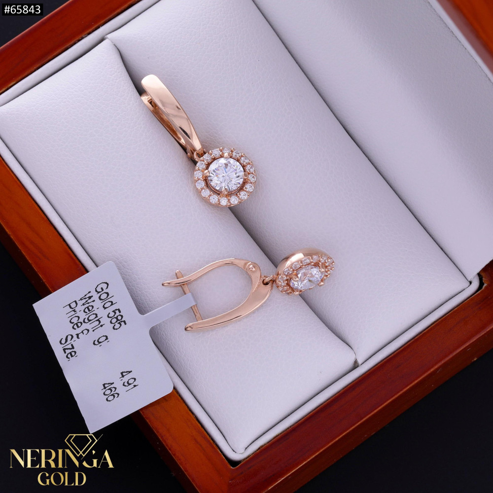 Rose gold english lock earrings #65843