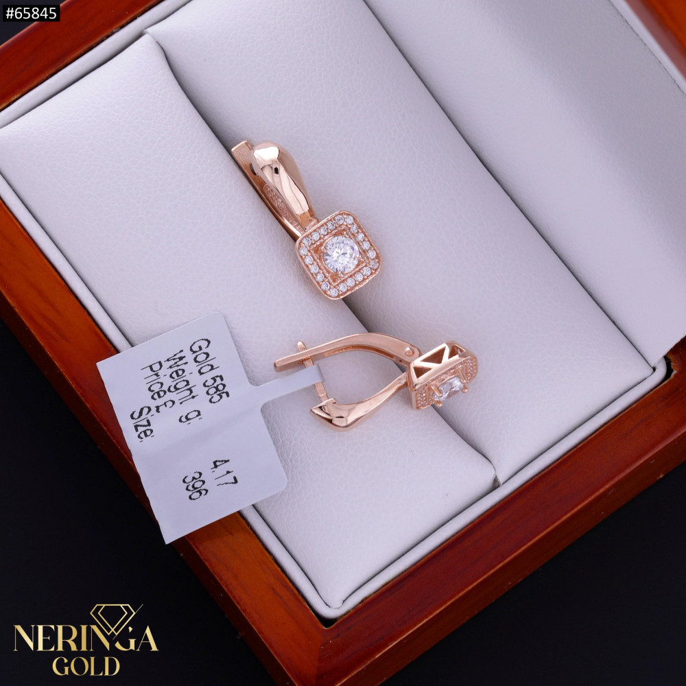 Rose gold english lock earrings #65845