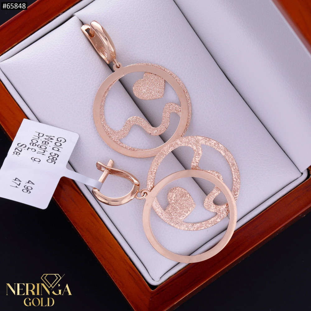 Rose gold english lock earrings #65848