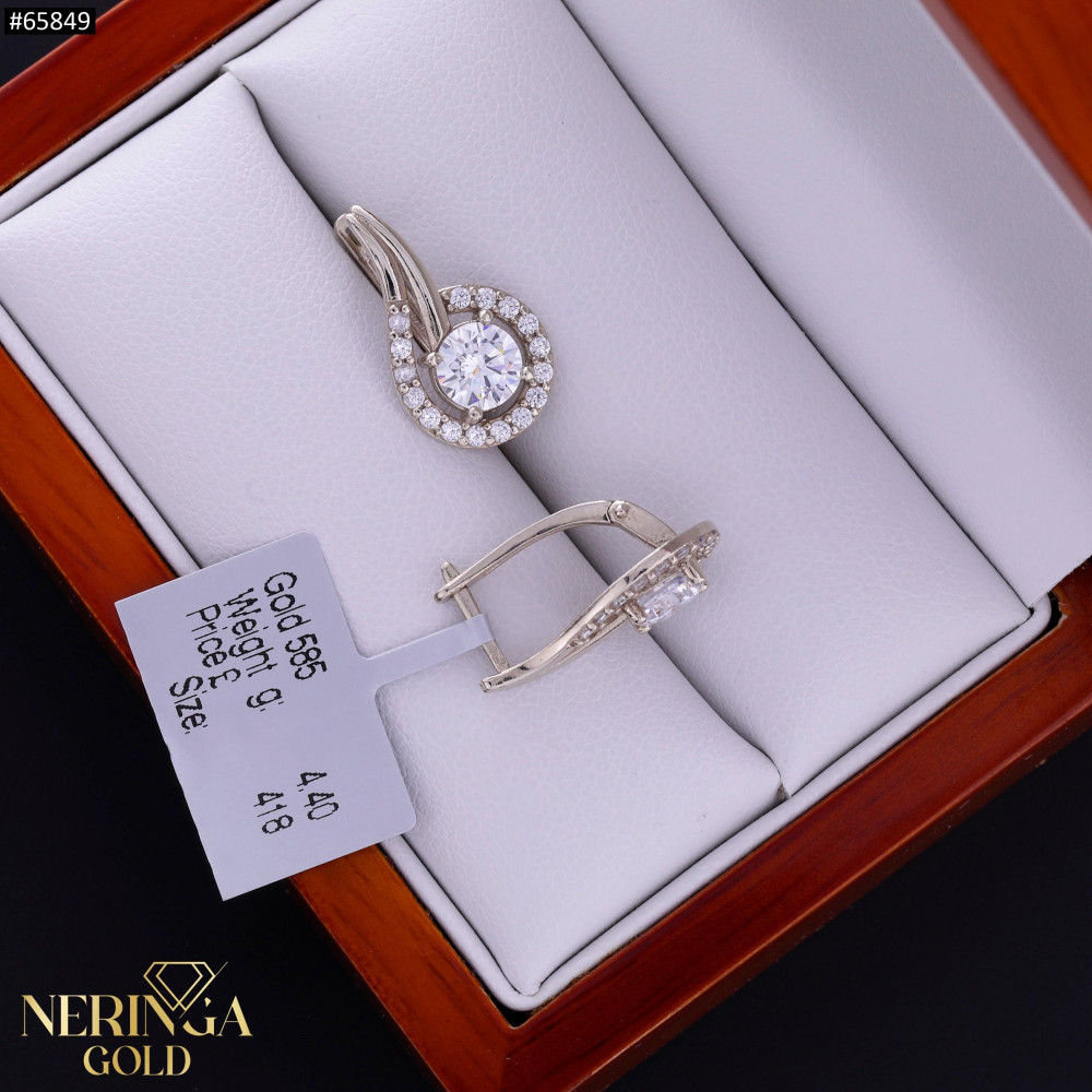 White gold english lock earrings #65849