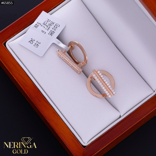 Rose gold english lock earrings #65855