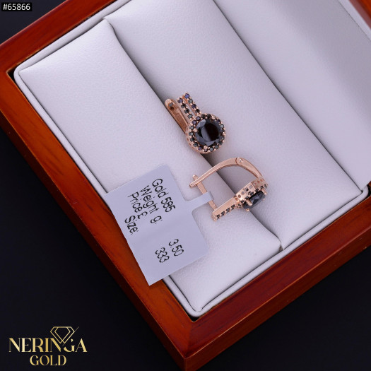 Rose gold english lock earrings #65866