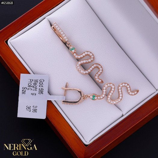 Rose gold english lock earrings #65868