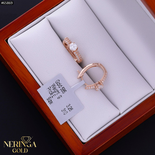 Rose gold english lock earrings #65869