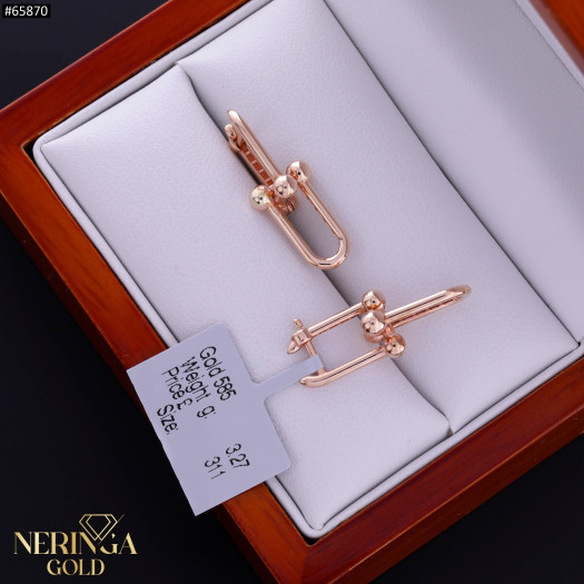 Rose gold english lock earrings #65870