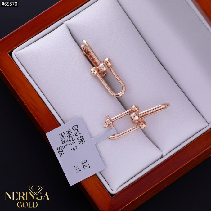 Rose gold english lock earrings #65870