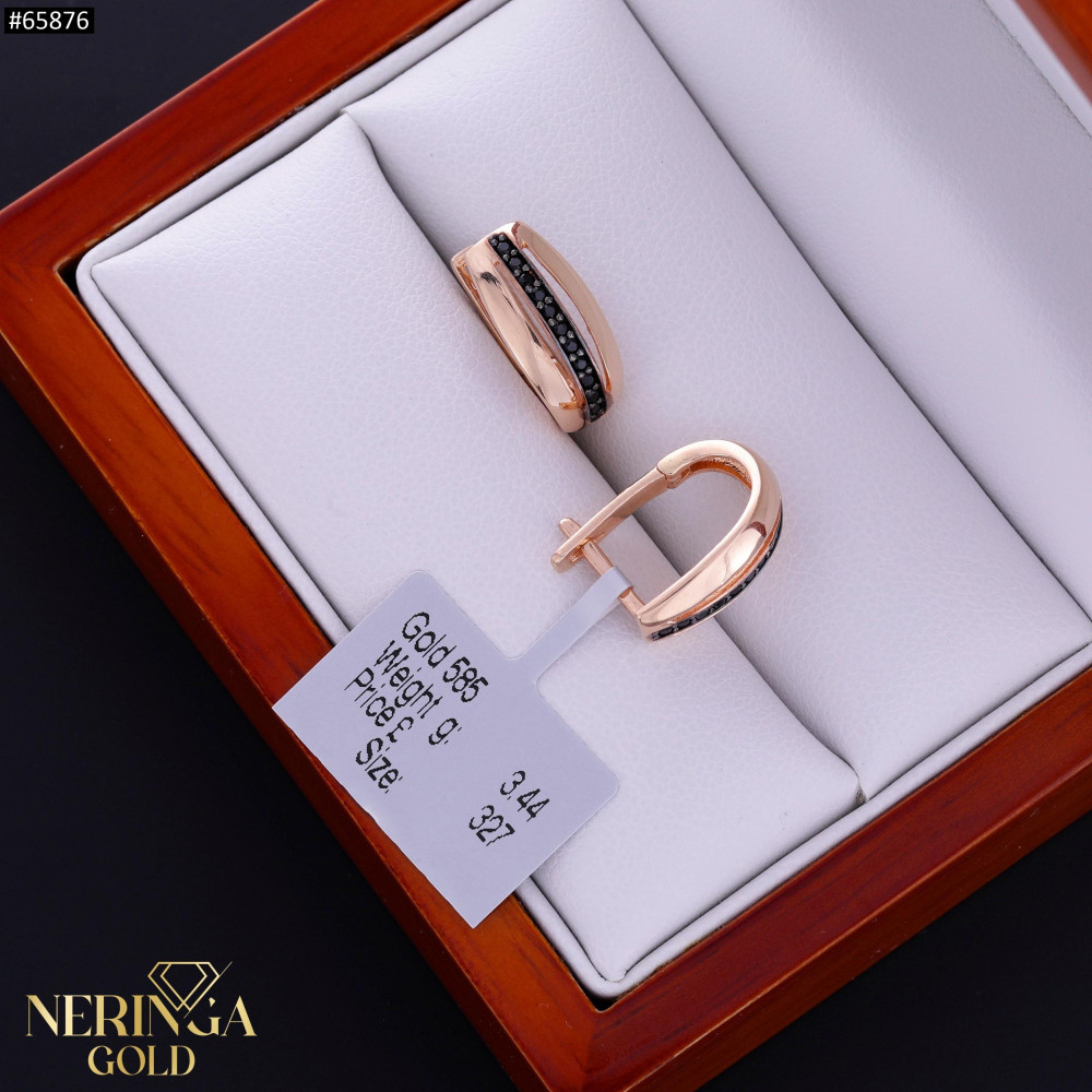 Rose gold english lock earrings #65876