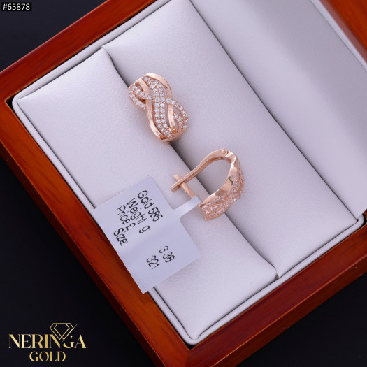 Rose gold english lock earrings #65878