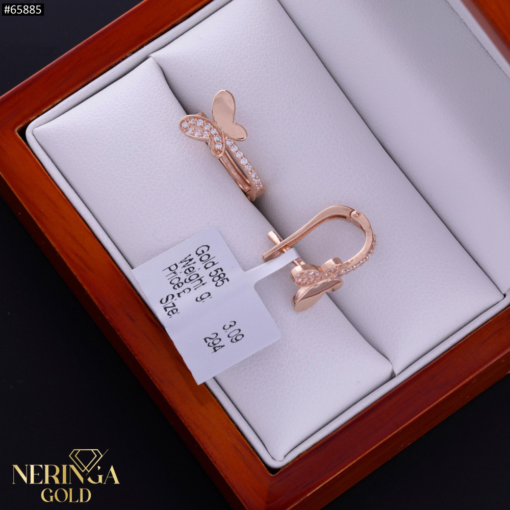 Rose gold english lock earrings #65885