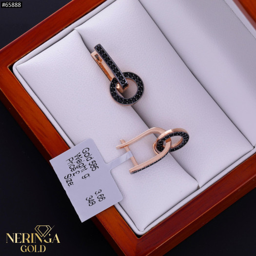 Rose gold english lock earrings #65888