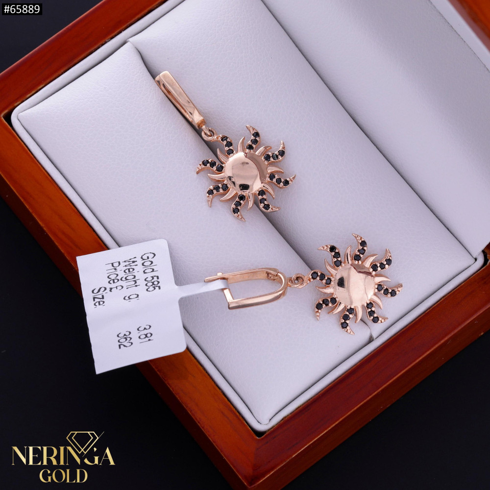 Rose gold english lock earrings #65889