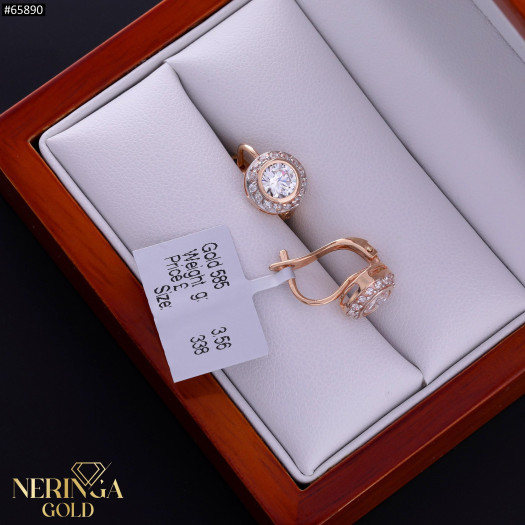 Rose gold english lock earrings #65890