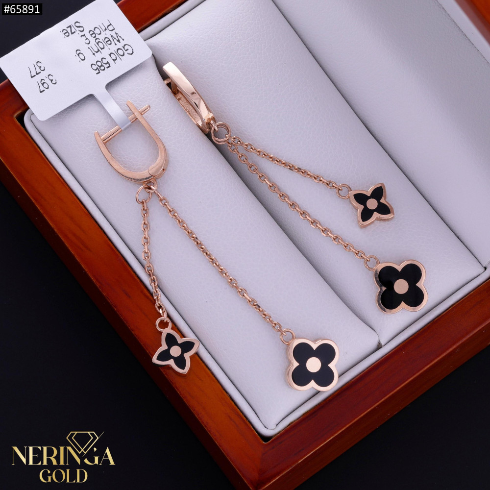 Rose gold english lock earrings #65891
