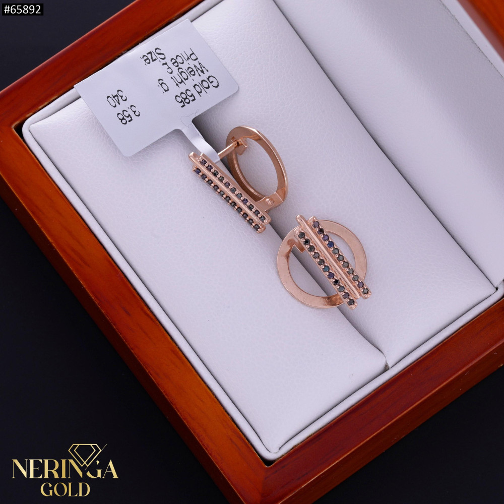 Rose gold english lock earrings #65892