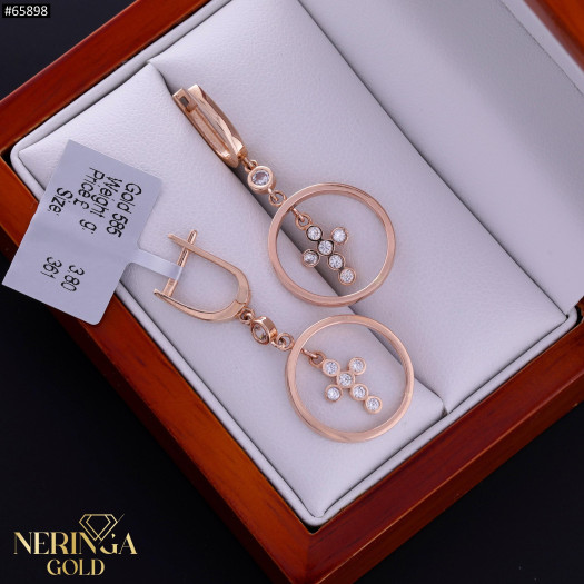 Rose gold english lock earrings #65898
