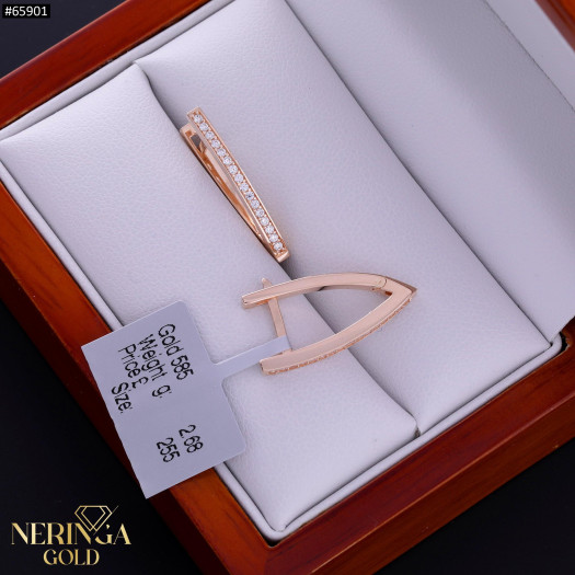 Rose gold english lock earrings #65901