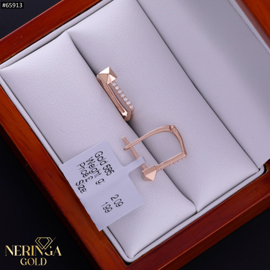 Rose gold english lock earrings #65913