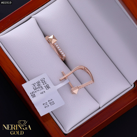 Rose gold english lock earrings #65919