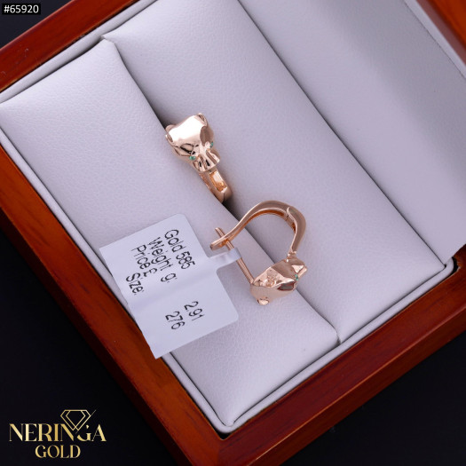 Rose gold english lock earrings #65920