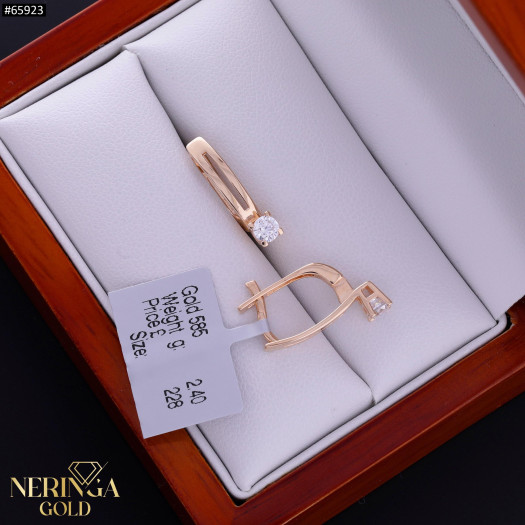 Rose gold english lock earrings #65923