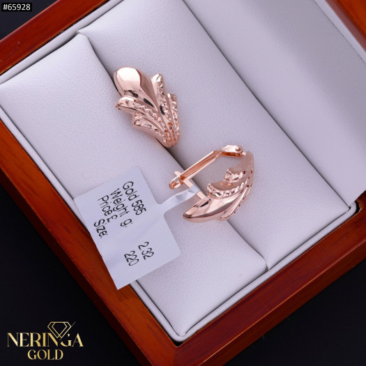 Rose gold english lock earrings #65928