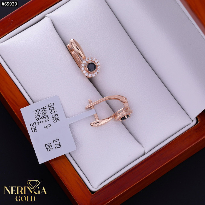 Rose gold english lock earrings #65929