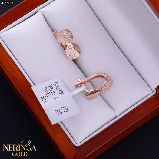 Rose gold english lock earrings #65933