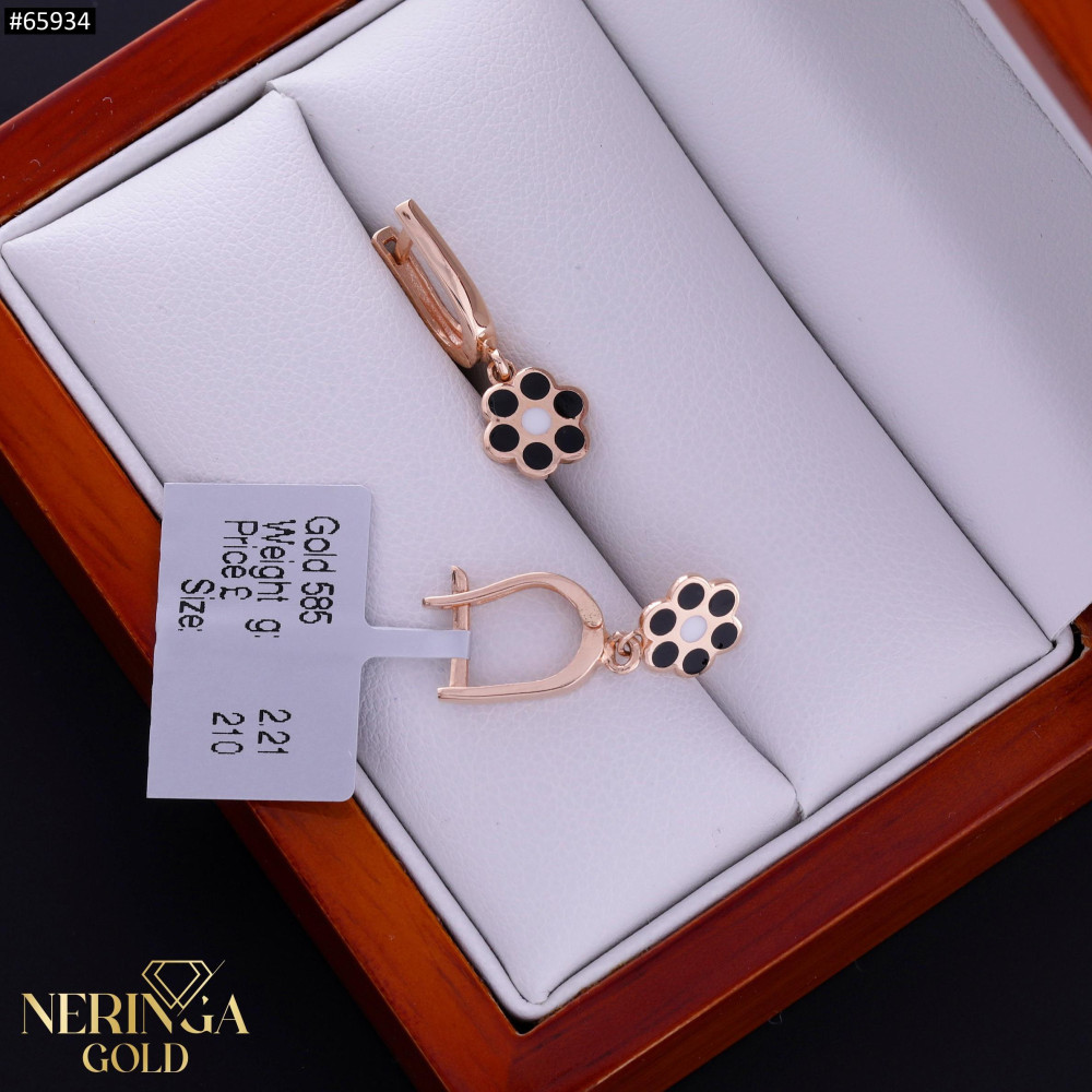 Rose gold english lock earrings #65934