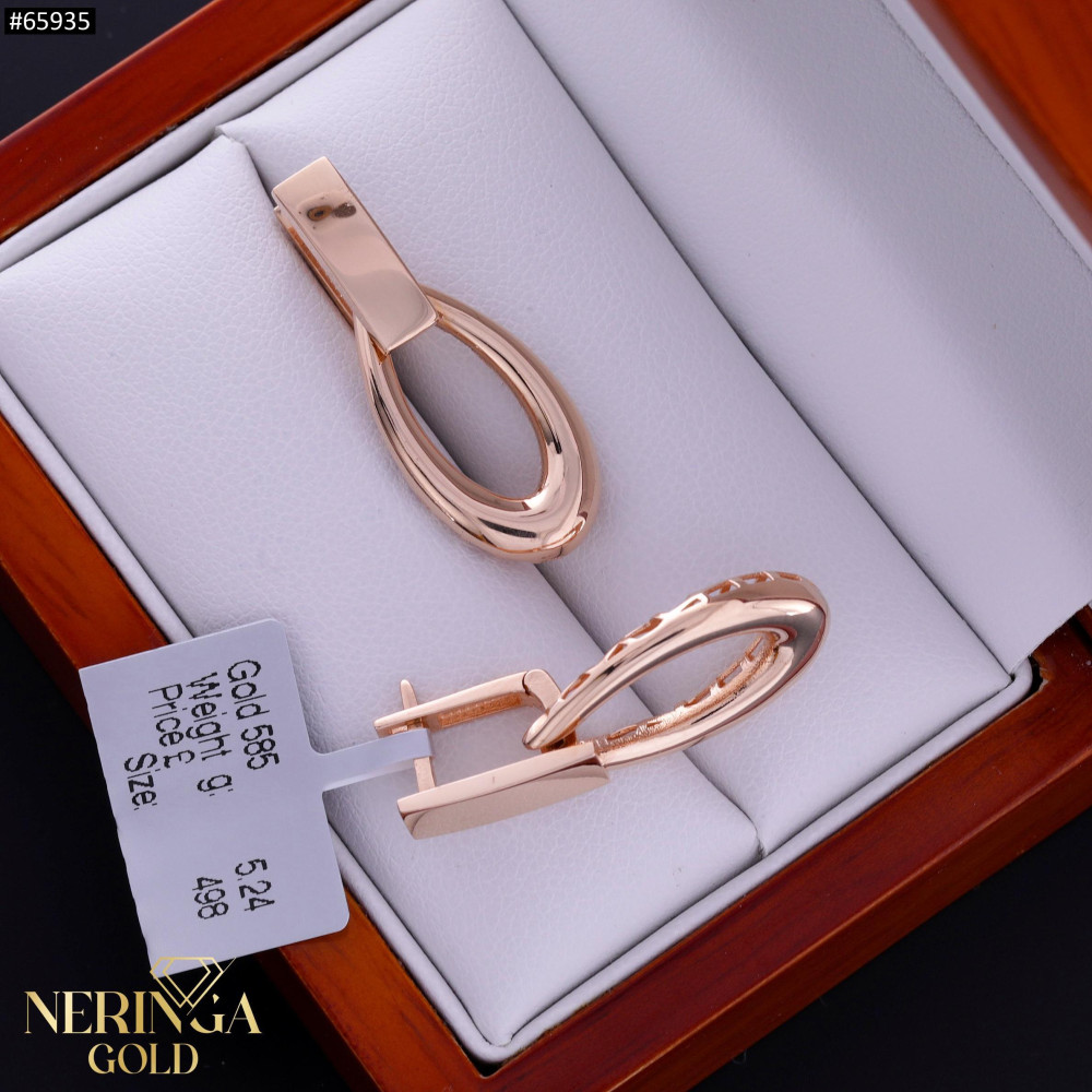 Rose gold english lock earrings #65935