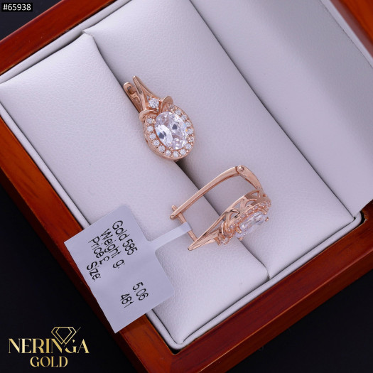 Rose gold english lock earrings #65938