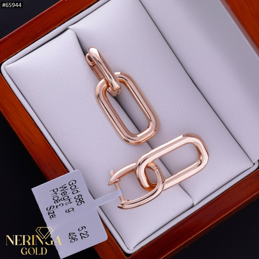 Rose gold english lock earrings #65944