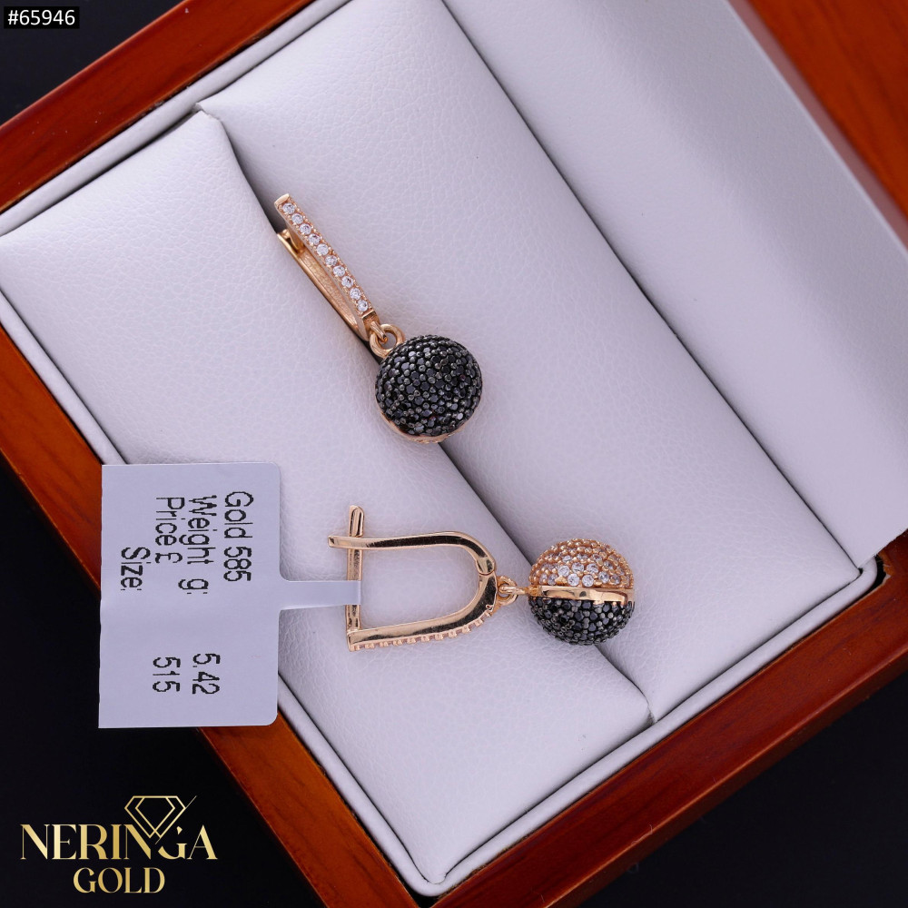 Rose gold english lock earrings #65946