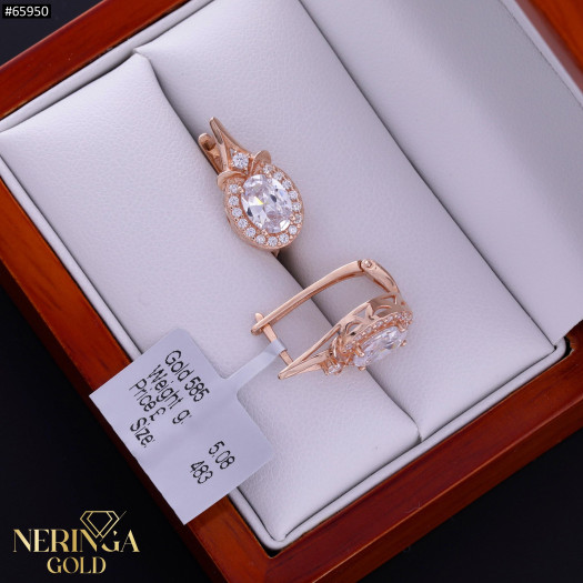 Rose gold english lock earrings #65950