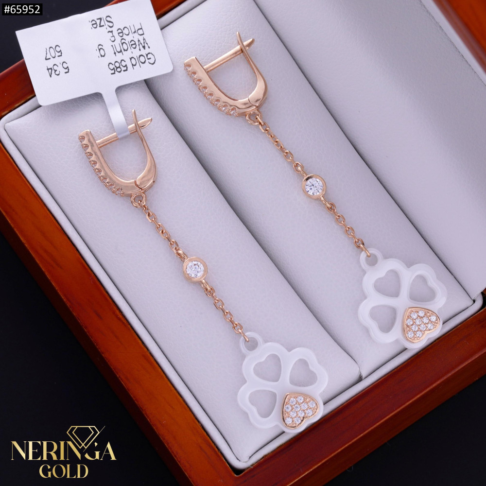 Rose gold english lock earrings #65952