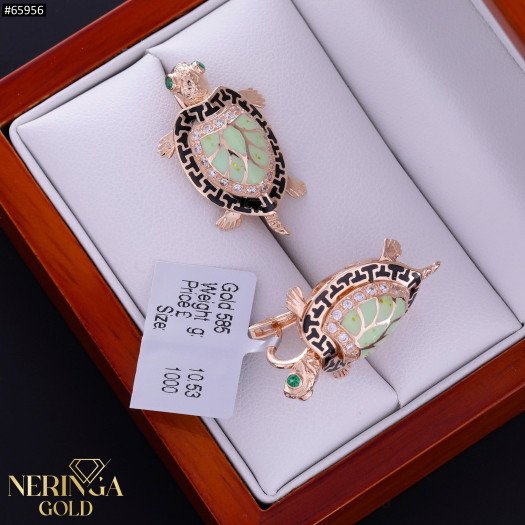 Rose gold english lock earrings #65956