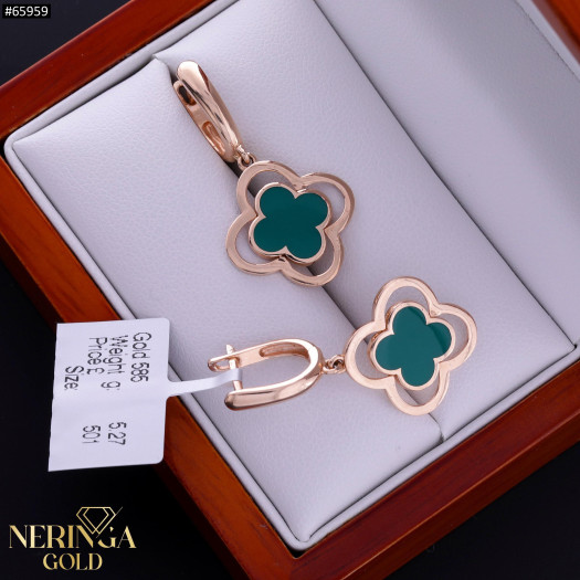 Rose gold english lock earrings #65959