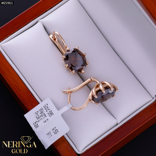 Rose gold english lock earrings #65961