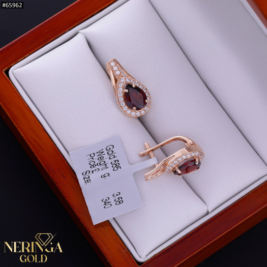 Rose gold english lock earrings #65962