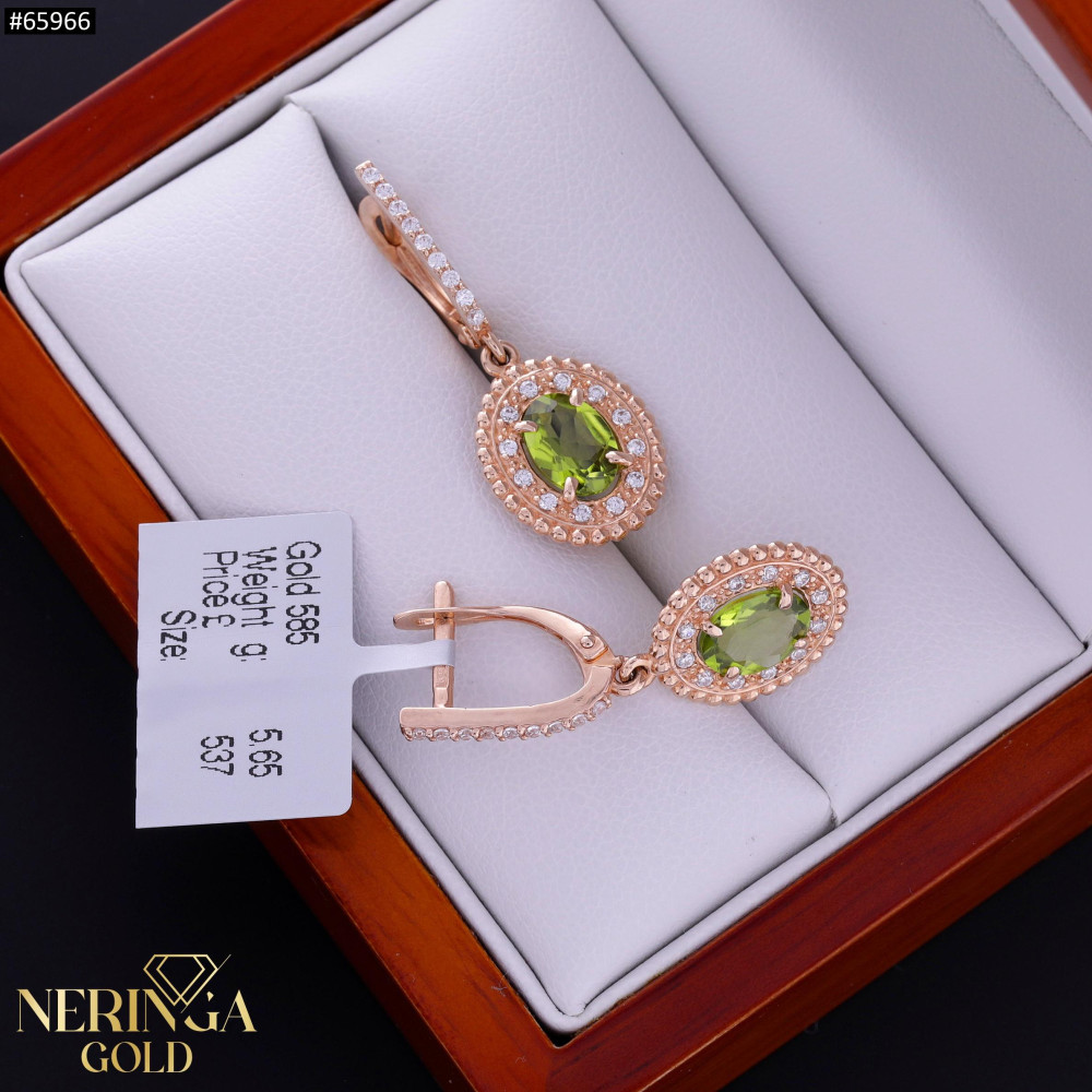 Rose gold english lock earrings #65966