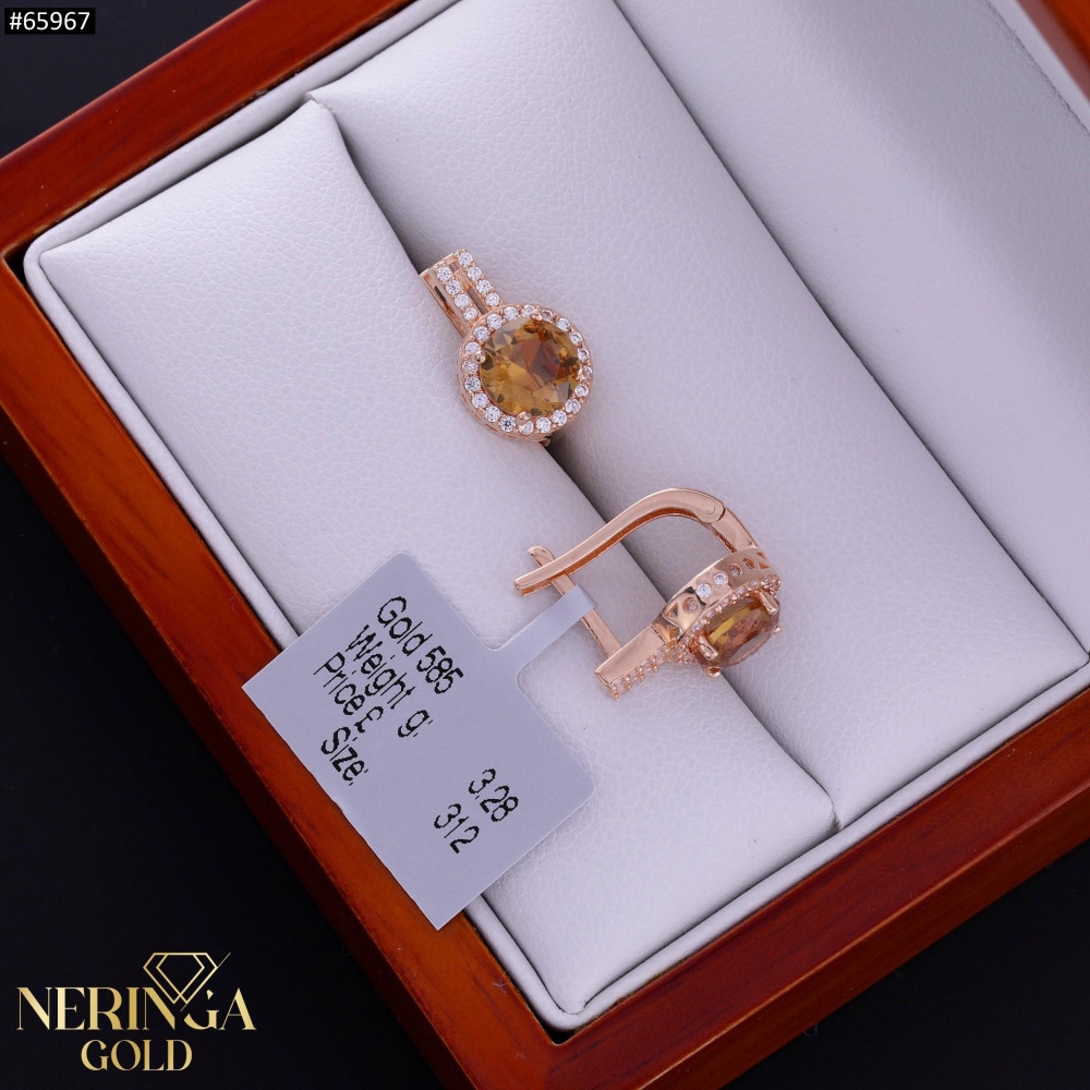 Rose gold english lock earrings #65967