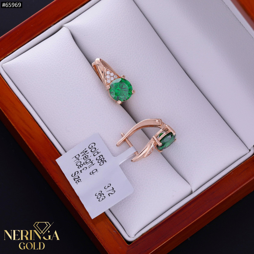 Rose gold english lock earrings #65969