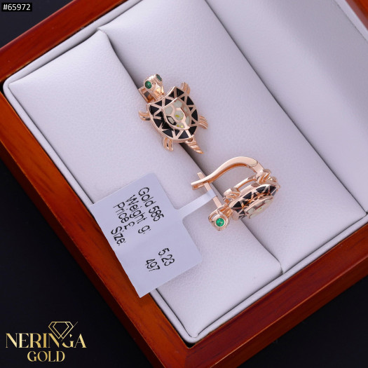 Rose gold english lock earrings #65972