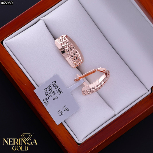 Rose gold english lock earrings #65980