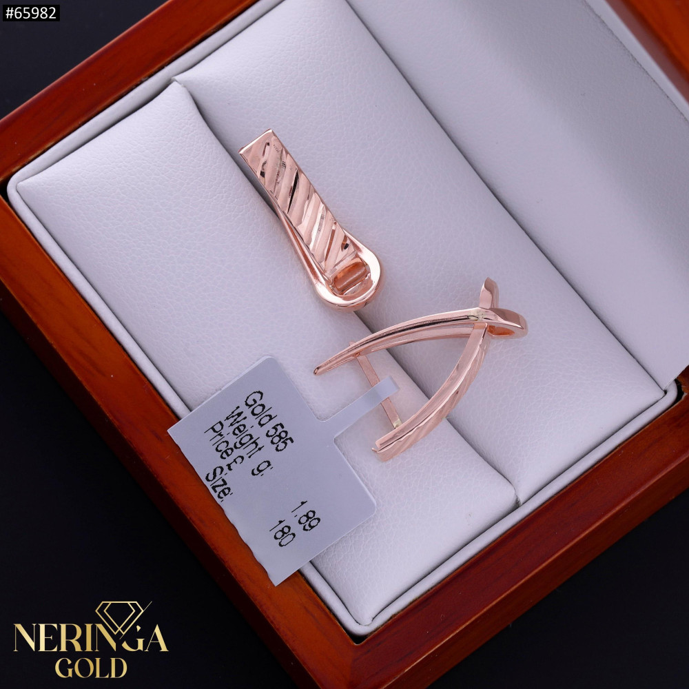 Rose gold english lock earrings #65982