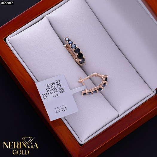 Rose gold english lock earrings #65987