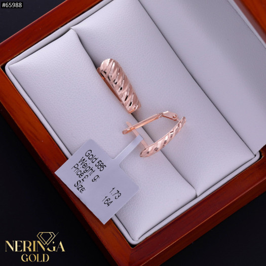 Rose gold english lock earrings #65988