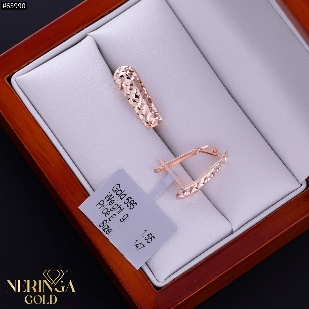 Rose gold english lock earrings #65990