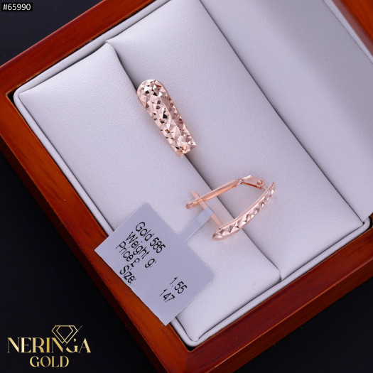 Rose gold english lock earrings #65990