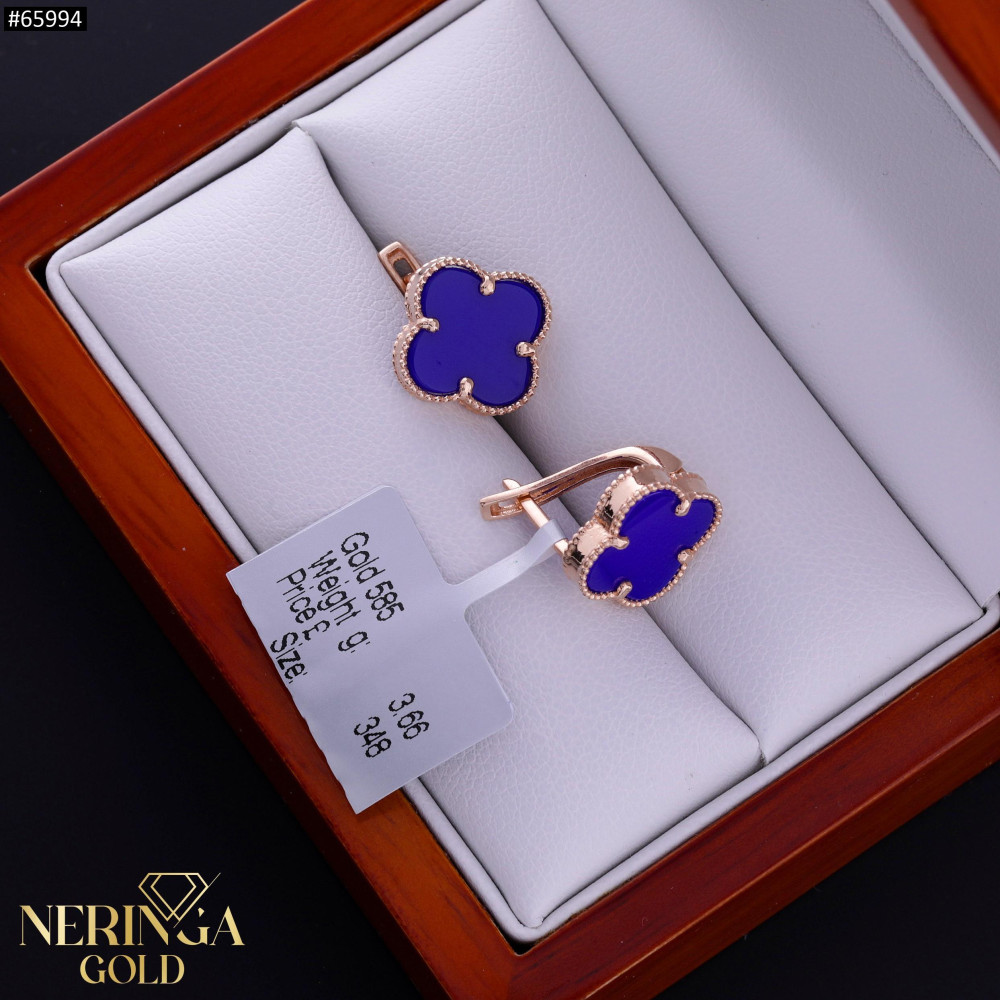 Rose gold english lock earrings #65994